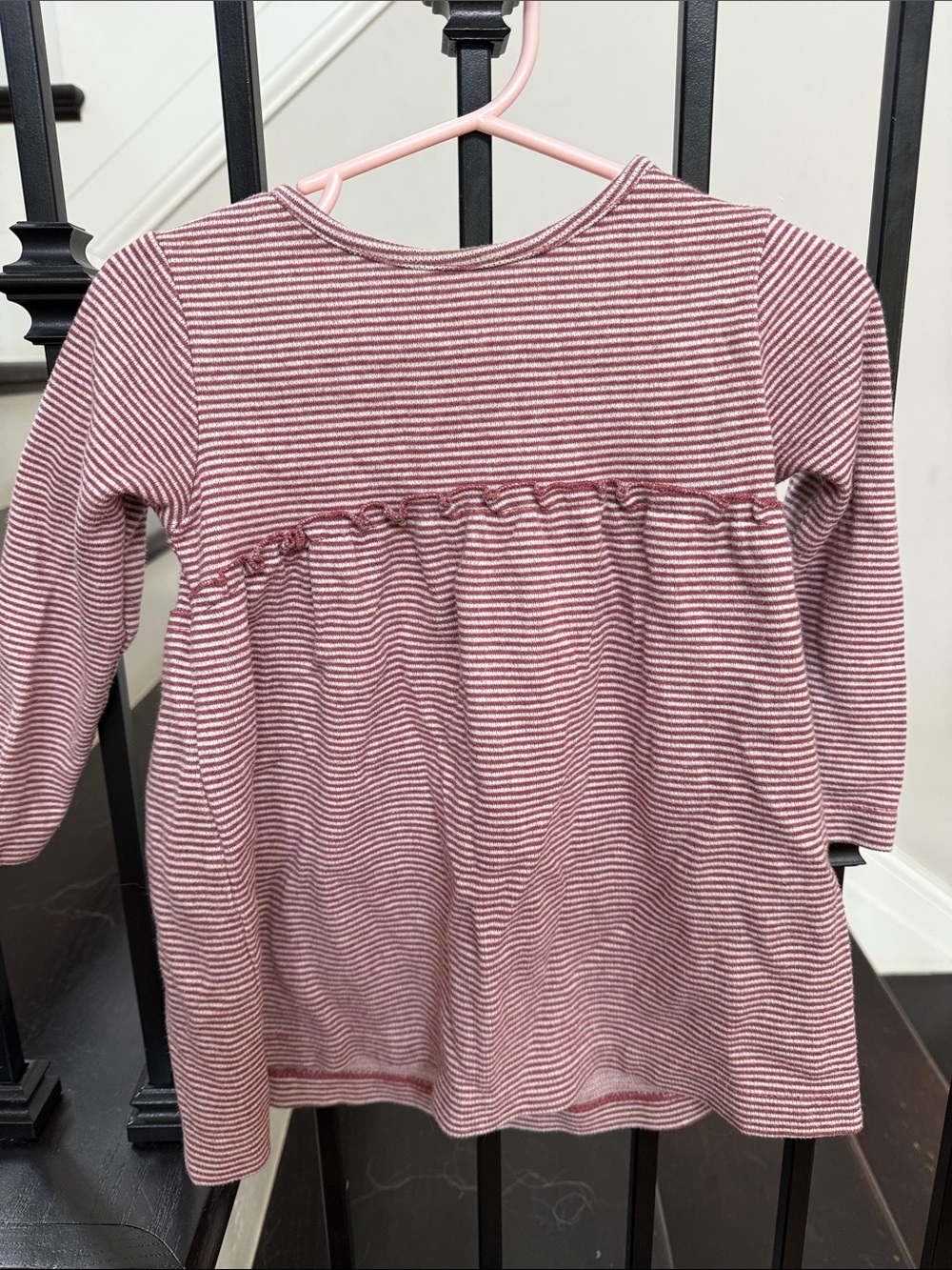 Zara Pink and White Striped Long-Sleeve Top